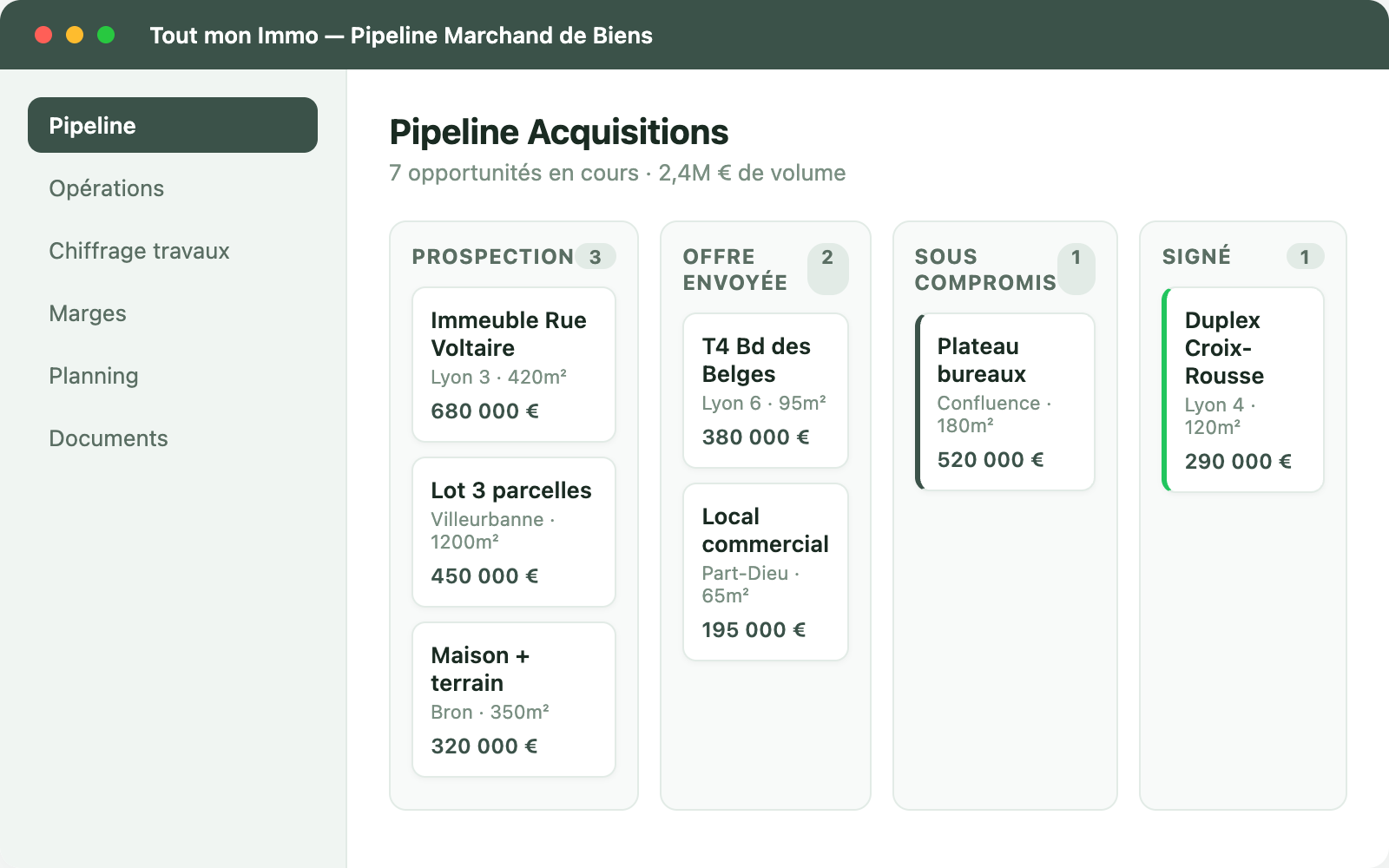 Capture d'écran Pipeline marchand